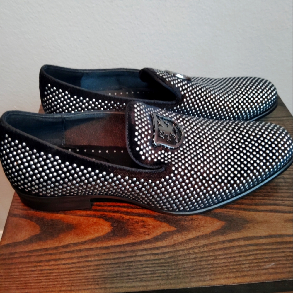 Stacy Adams Studded Ornament Formal Black Loafers Size 9